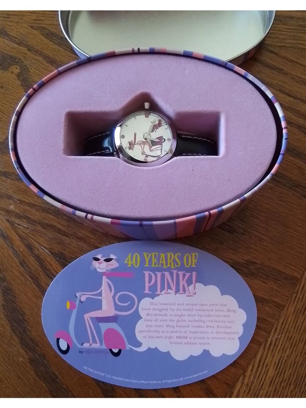 Pink Panther 40th Anniversary Limited Edition Watch By Shag With Decorative Tin